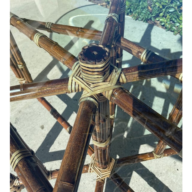 Wood McGuire Vintage Bamboo Dining Table With Oval Glass Top For Sale - Image 7 of 12