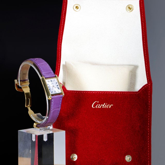 Cartier Must De Cartier Tank 2415 Japan Limited Purple Checkerboard Dial Vermeil For Sale - Image 10 of 16