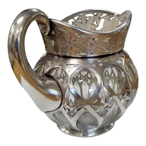 Art Nouveau Silver-Mounted Glass Cream Pitcher, Circa 1890–1910