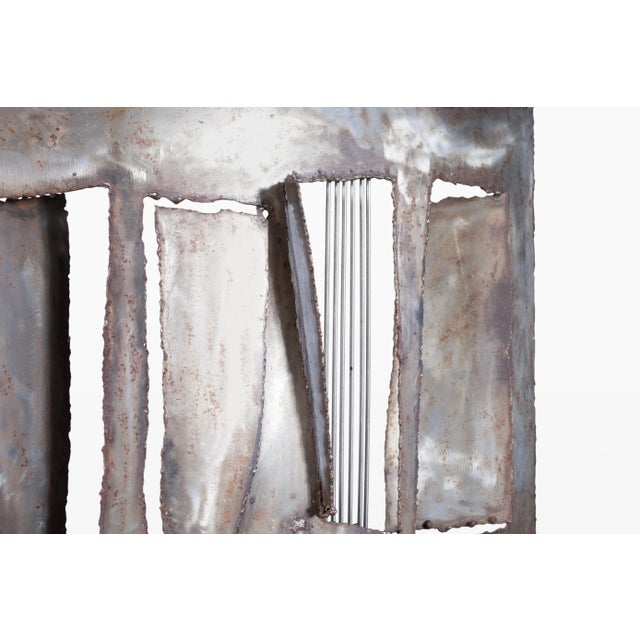 Metal Vintage Oversized Brutalist Metal Sculpture by John Balossi, Signed For Sale - Image 7 of 12