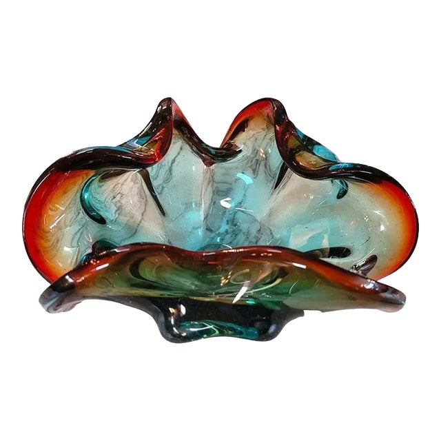 Mid Century Murano Art Glass Shell Bowl For Sale