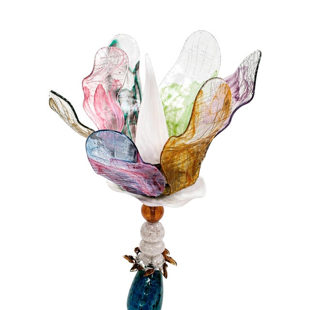 An exceptional and highly decorative pair of art nouveau–style floor lamps, meticulously handcrafted in crystal through...