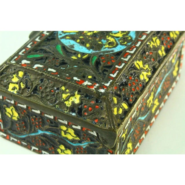1800's Greek Celled Constantinople Patriarchate Enamel Bronze Box For Sale - Image 10 of 13
