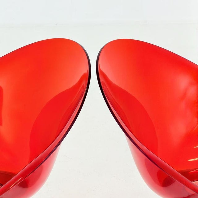 Mid-Century Red Acrylic Glass Swivel Eros Lounge Chair by Philippe Starck for Kartell, Italy, 1990s For Sale - Image 11 of 16