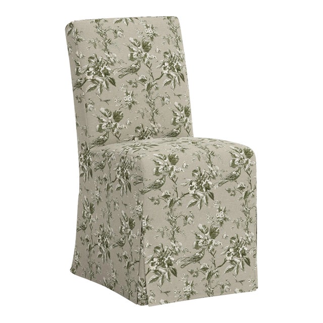 Stoffer Home x Cloth & Company Lindy Slipcover Dining Chair in Michigan Bird Toile Olive For Sale