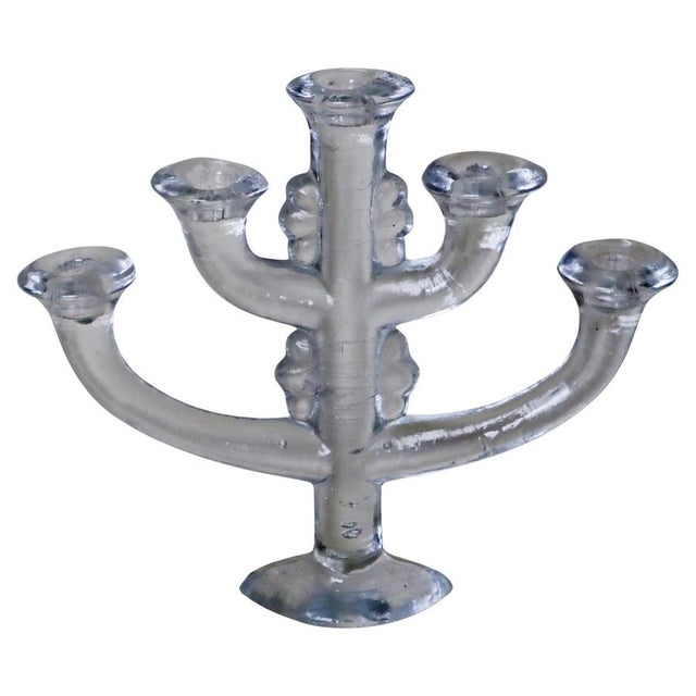 Swedish Ice Glass 5-Armed Candleholder from Pukeberg, 1970s For Sale - Image 9 of 9