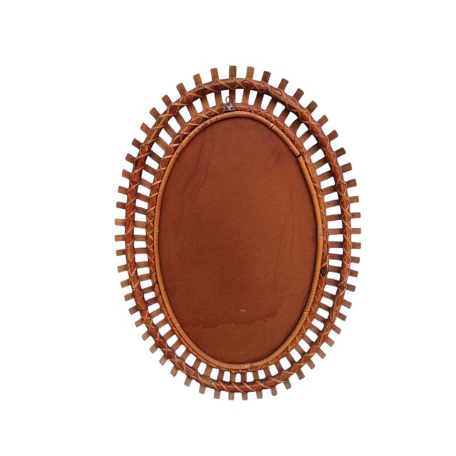 Convex Oval Bamboo Mirror by Olaf Von Bohr for Bonacina, 1960s For Sale - Image 4 of 6