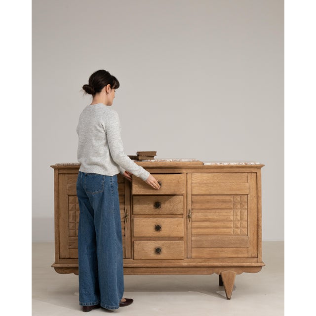 1940s Oak Art Deco Sideboard With Marble Top For Sale - Image 15 of 17