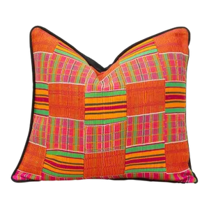 Colorful Vintage African Kente Pillow Cover