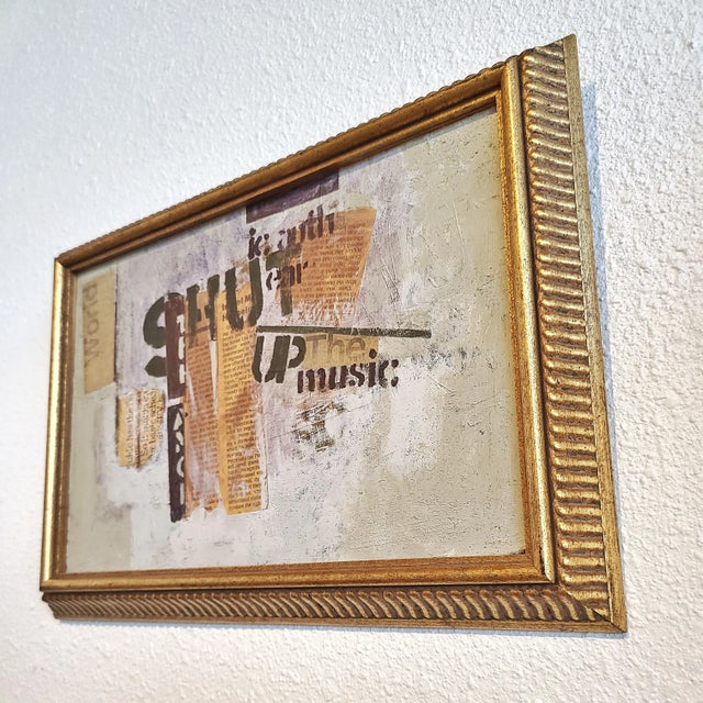 Ray Smith 'Shut Up the Music' Framed Mixed Media Collage on Masonite by Ray Smith (B.1959) For Sale - Image 4 of 7