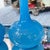 Beautiful pair of antique French blue opaline glass decanters with stoppers // large perfume / scent bottles // vanity decor // boudoir For Sale - Image 4 of 9