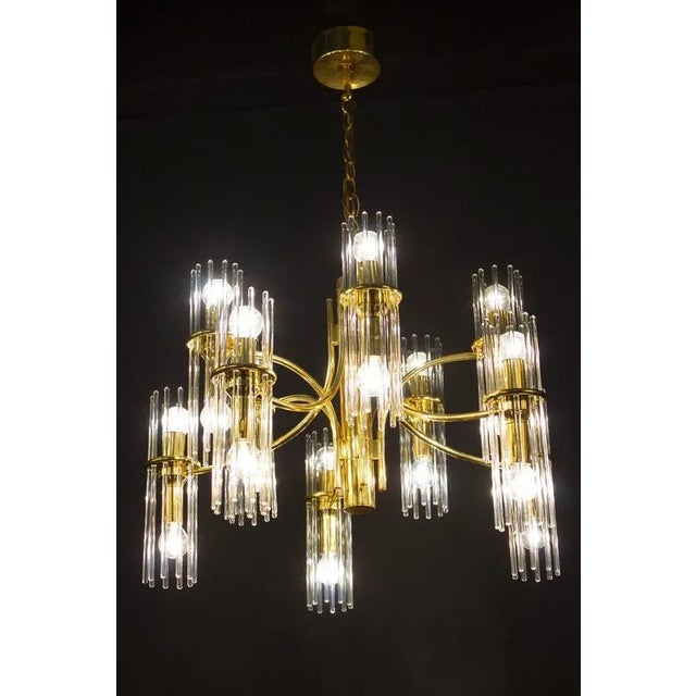 Gaetano Sciolari Crystal Rod and Brass Chandelier or Lantern by Gaetano Sciolari, 1960s For Sale - Image 4 of 16