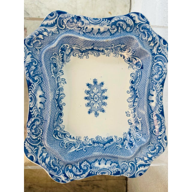Antique Blue and White Serving Bowl For Sale - Image 9 of 9