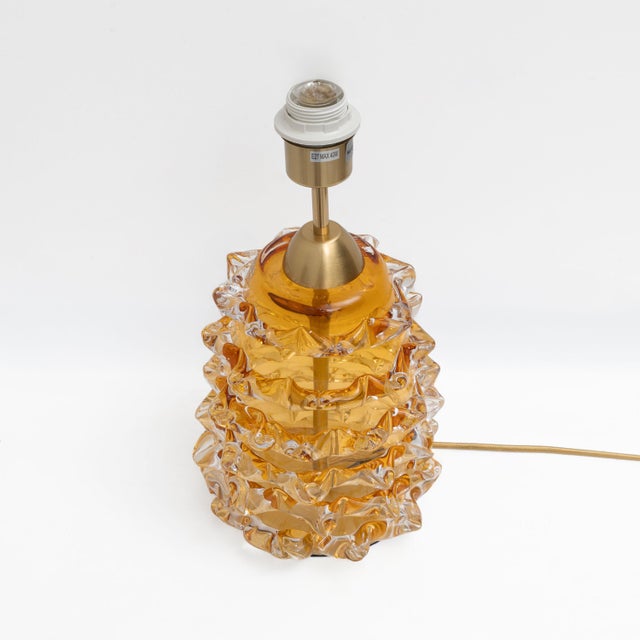 Amber Rostrato Murano Glass Table Lamps, 2000, Set of 2 For Sale - Image 6 of 8