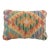 Arteverk Handwoven Afghan Kilim Lumbar Pillow — Green & Orange Harlequin Diamonds For Sale