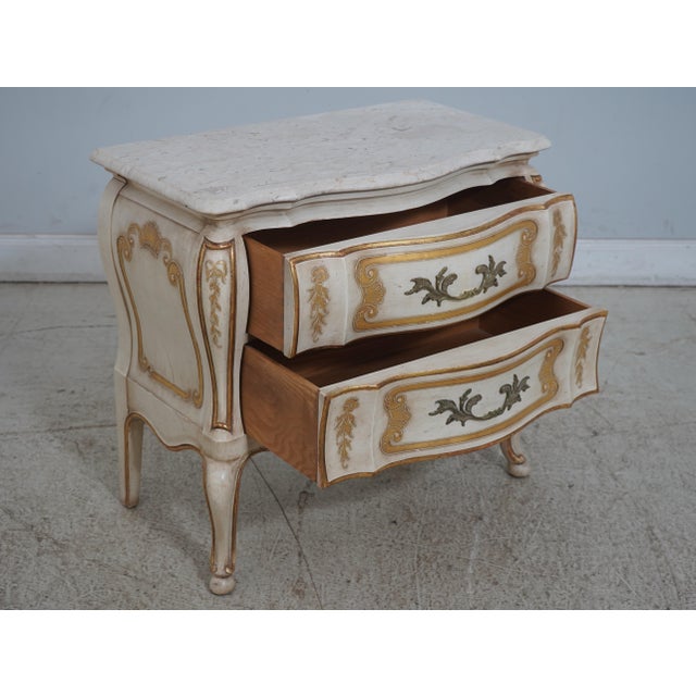 Italian Pair John Widdicomb Italian Marble Top Nightstands For Sale - Image 3 of 12