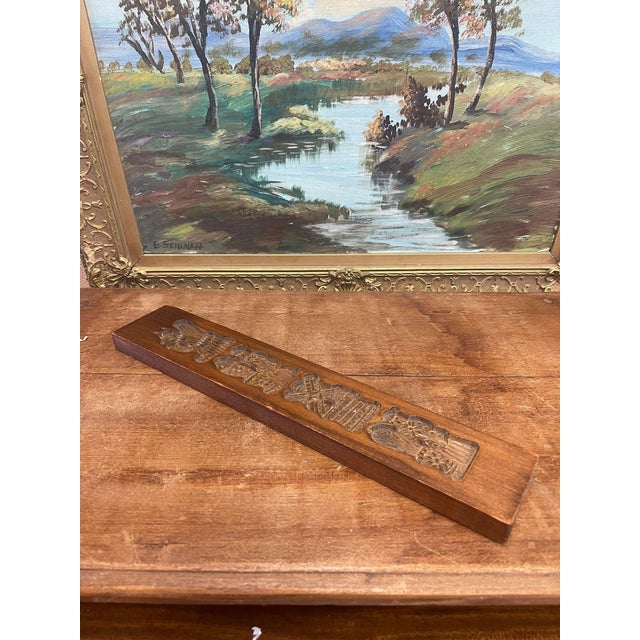 1970s Vintage Wooden Dutch Folk Style Cookie Mold Decorative Primitive Decor. For Sale - Image 5 of 7
