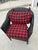 Black Wicker Chair W/ Buck Plaid Seat Cushions For Sale - Image 11 of 13