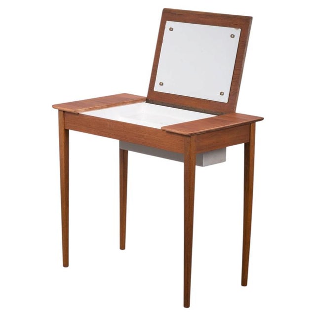 Danish Modern Teak Vanity Table with Mirror, 1960s For Sale - Image 13 of 13