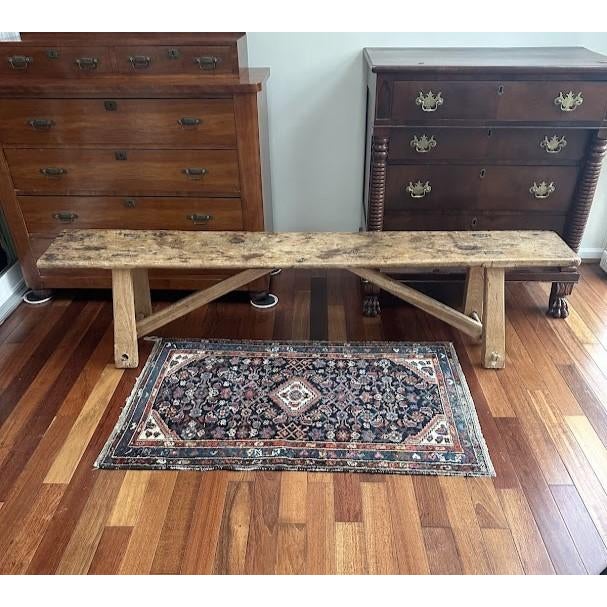 American Antique Pine Bench For Sale - Image 3 of 6