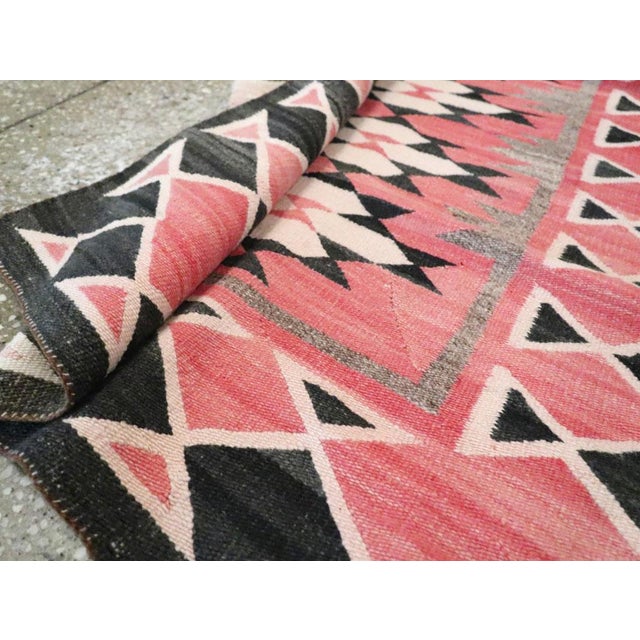 Galerie Shabab Collection Tribal Mid-20th Century Handmade American Navajo Flatwoven Throw Rug For Sale - Image 9 of 9