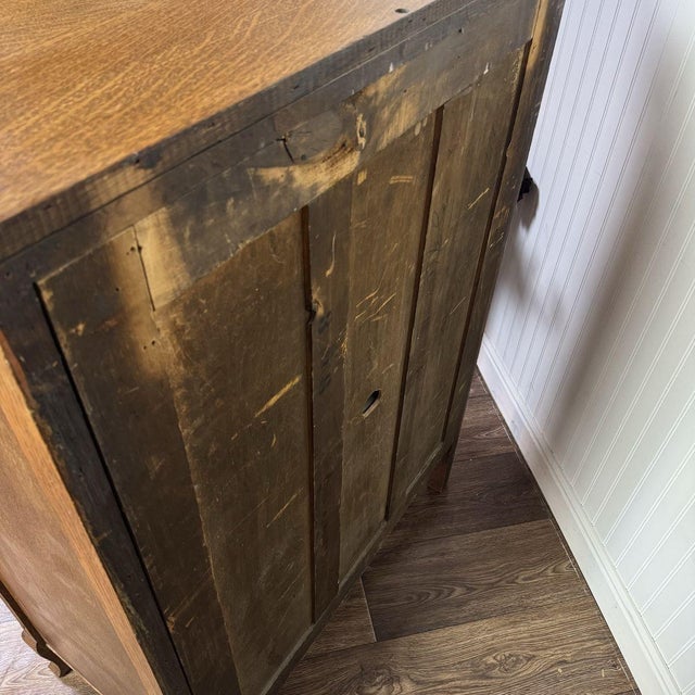 Brown Antique Tiger Oak Serpentine 5-Drawer Dresser For Sale - Image 8 of 13