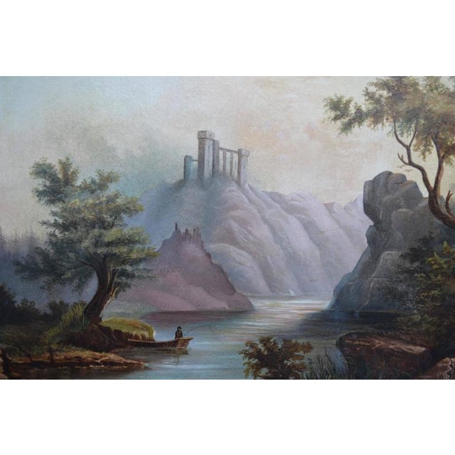 Rustic European 19th Century Fisherman and Scottish Highlands Landscape Oil Painting, Framed For Sale - Image 3 of 4