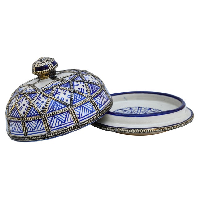 Blue Ceramic Dish W/ Lid Chairish