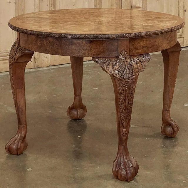 Early 20th Century Antique Chippendale End Table With Burl Elm Top For Sale - Image 5 of 12