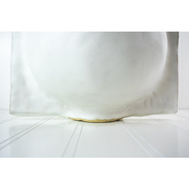 Minimalist White Studio Pottery Vase — Split Sphere Globe Form, Signed For Sale - Image 11 of 17