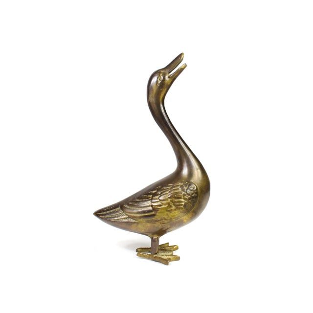 Metal Vintage Brass Duck Bird Model Figurine For Sale - Image 7 of 7