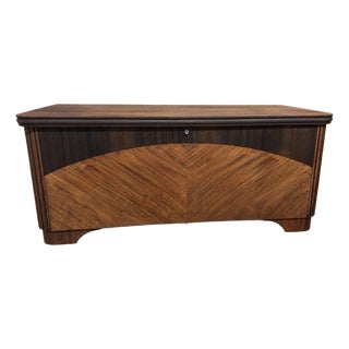 Antique Lane Art Deco Waterfall Cedar Chest | Restored | Recalled Lock Repaired For Sale