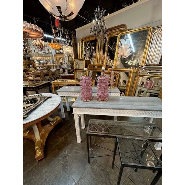 2000 - 2009 Murano Ruffle Lamps Amethyst For Sale - Image 5 of 5