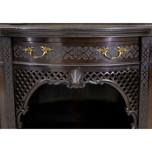 Edwardian Chippendale Revival Cabinet in Carved Mahogany, 1905 For Sale - Image 3 of 9