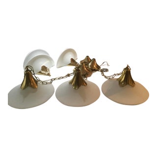 Stiffel Tulip Torchiere Floor Lamp, Matching Hanging Lights 3 & Sconces 3 For Sale