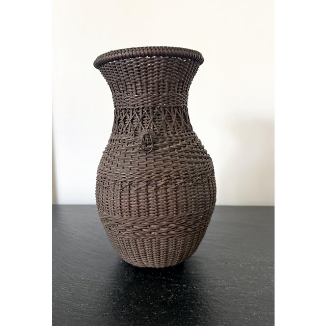 Antique Japanese Hanging Ikebana Bamboo Basket For Sale - Image 4 of 12