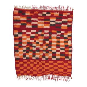 Vintage Checkered Boujad Moroccan Rug - 04'09 X 05'03
