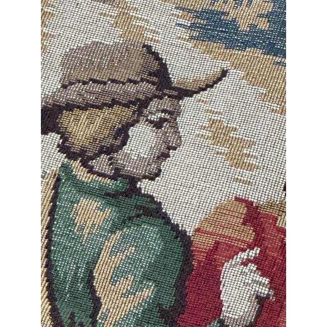 Beige Antique French Jacquard Tapestry with Village Motif in the style of Aubusson, 1970s For Sale - Image 8 of 18