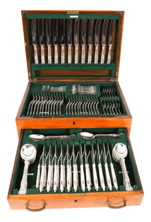 Vintage English Silver-Plated Canteen for 12 attributed to Cooper Bros, 20th Century, Set of 109