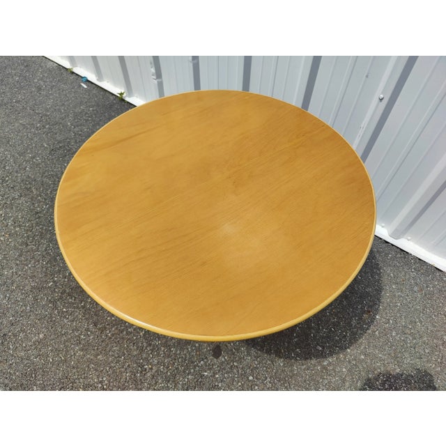 Mid-Century Woven Rattan Center Hall Table/Game Table For Sale - Image 4 of 6