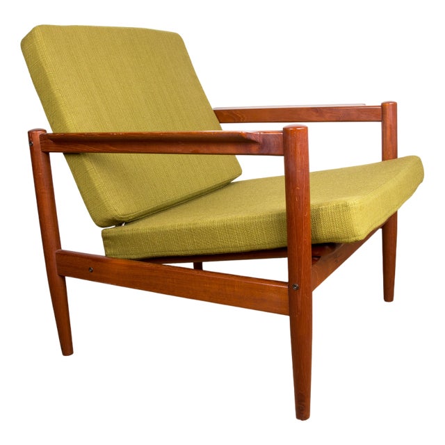 Danish Teak and Fabric Lounge Chair by Børge Jensen & Sønner for Bernstorffsminde Møbelfabrik A/S, 1960s For Sale