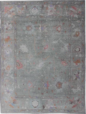 Keivan Woven Arts Large Turkish Oushak Rug in Light Green 11'9 X 15'3