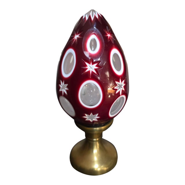 Antique Ruby Red Glass Newel Post Finial For Sale
