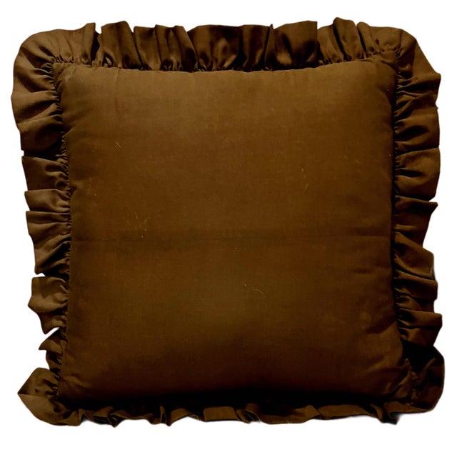 Set of Three Unique Vintage Handmade American "Log Cabin" Quilt Pattern With Floral Fabrics and Ruffled Edges Throw Pillows For Sale - Image 4 of 8