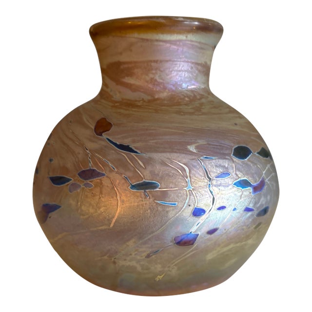 Marco Jarman Art Glass Iridescent Vase For Sale