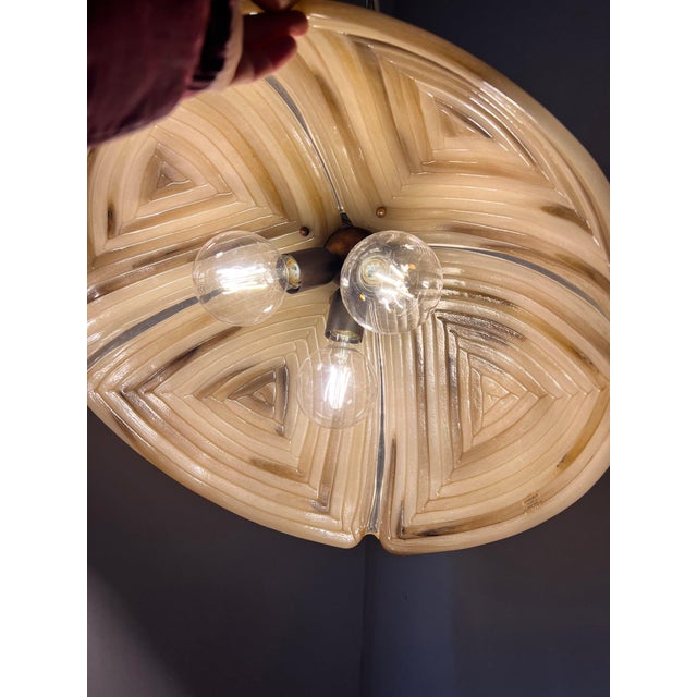 Brown Hanging Lamp in Brown Glass and Chrome by Cristallux For Sale - Image 8 of 11
