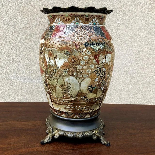 Ceramic 19th Century Oriental Satsuma Vases Ca. 1880 - a Pair For Sale - Image 7 of 13