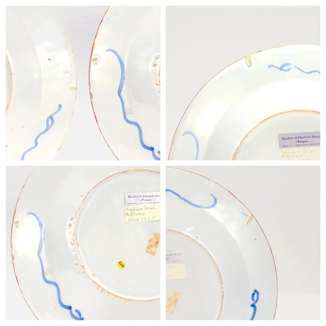 Pair of Antique English or Irish Delft Pottery Chinoiserie Blue Decorated Plates For Sale - Image 11 of 11