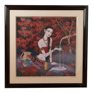 Vintage Gouache Painting of a Goddess by Karl Bang For Sale