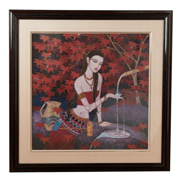 Vintage Gouache Painting of a Goddess by Karl Bang For Sale